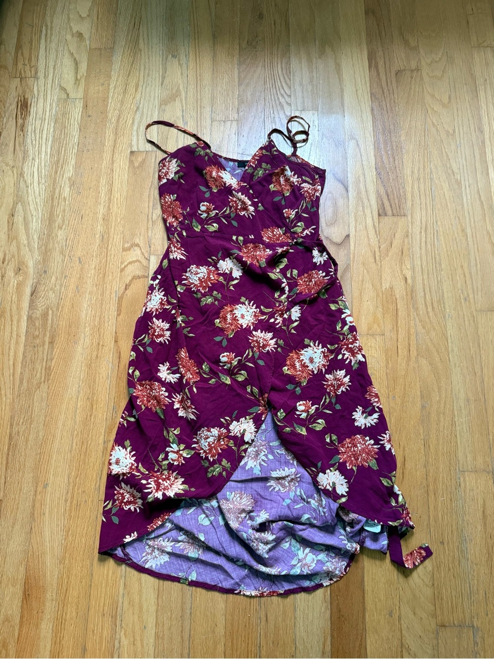 Forever 21 Burgundy Floral Wrap Dress